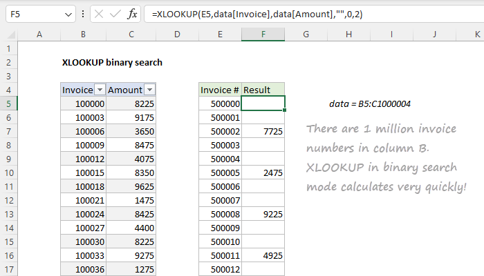 XLOOKUP binary search