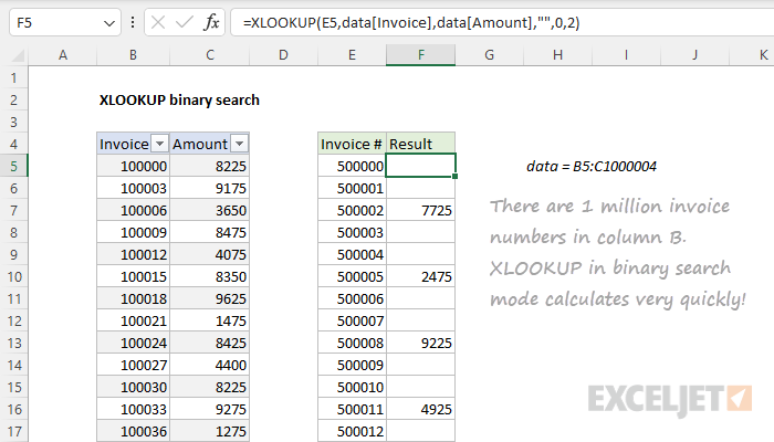 XLOOKUP binary search