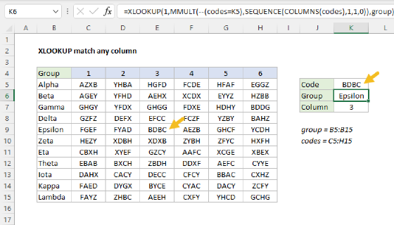 Excel XLOOKUP match any column
