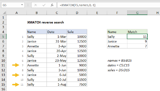 Excel XMATCH reverse search