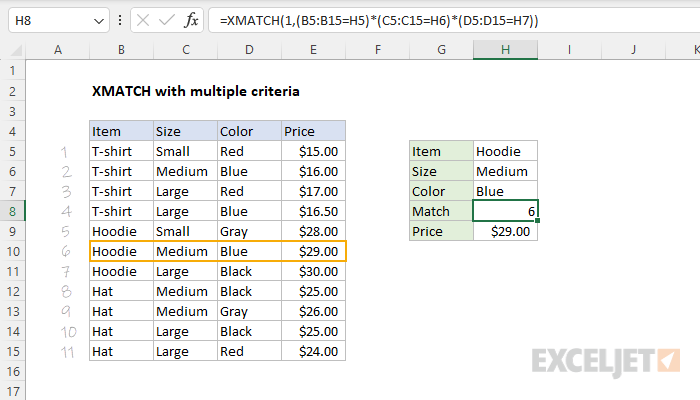 XMATCH with multiple criteria