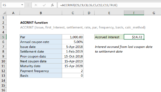 Excel ACCRINT Function