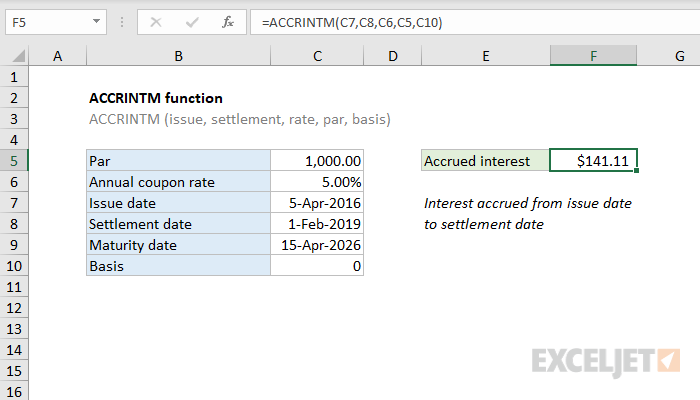 Excel ACCRINTM Function