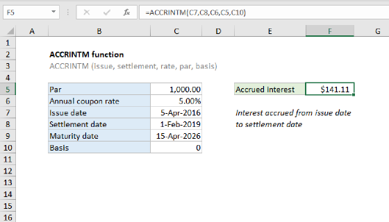 Excel ACCRINTM Function