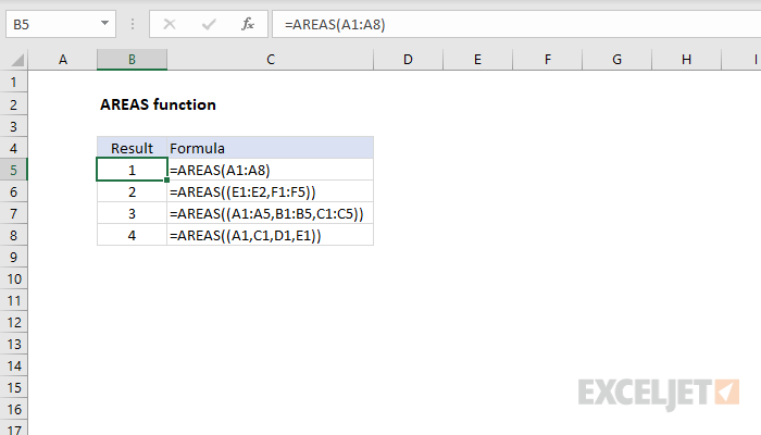 Excel AREAS Function