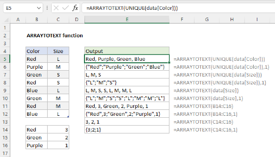 Excel ARRAYTOTEXT Function