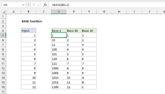 Excel BASE Function