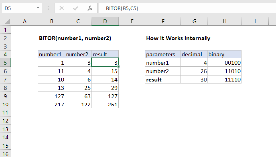 Excel BITOR Function