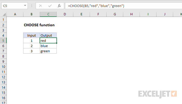 Excel CHOOSE Function