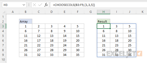 CHOOSECOLS with array constant