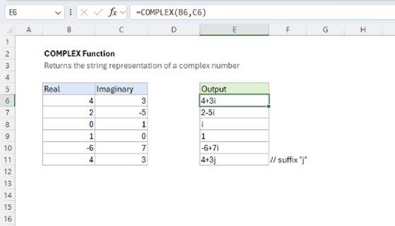 Excel COMPLEX Function