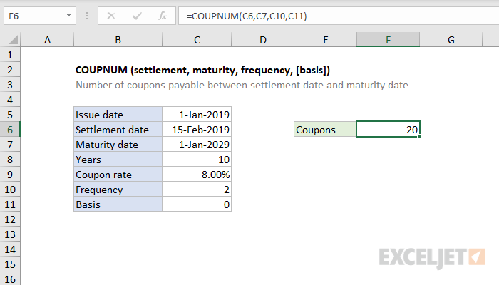 Excel COUPNUM Function