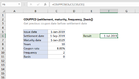 Excel COUPPCD Function