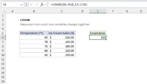 Excel COVAR Function