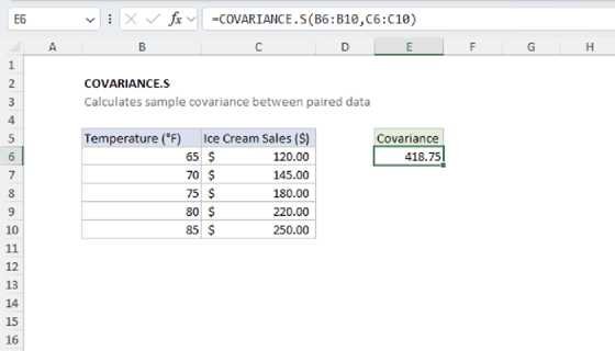 Excel COVARIANCE.S Function