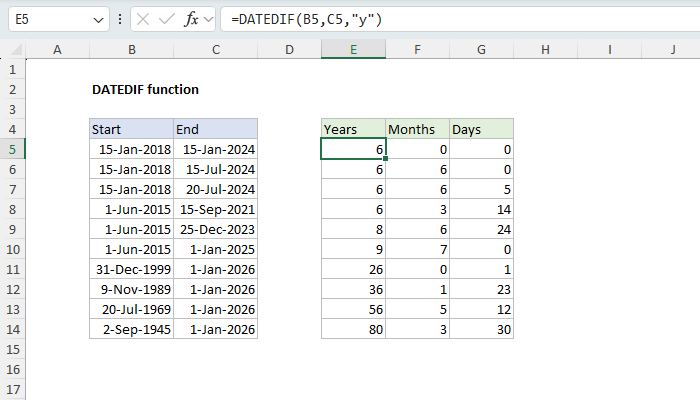 DATEDIF Function
