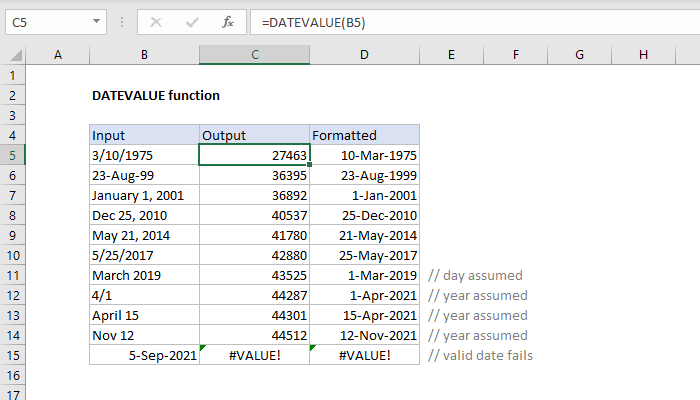 Excel DATEVALUE function | Exceljet