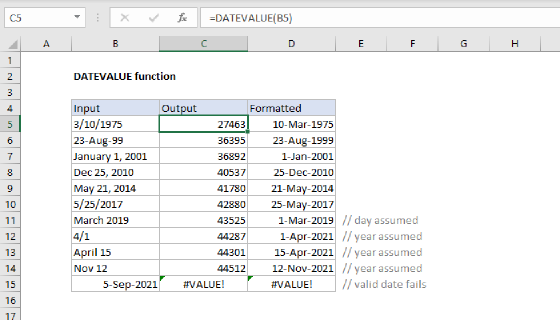 Excel DATEVALUE Function