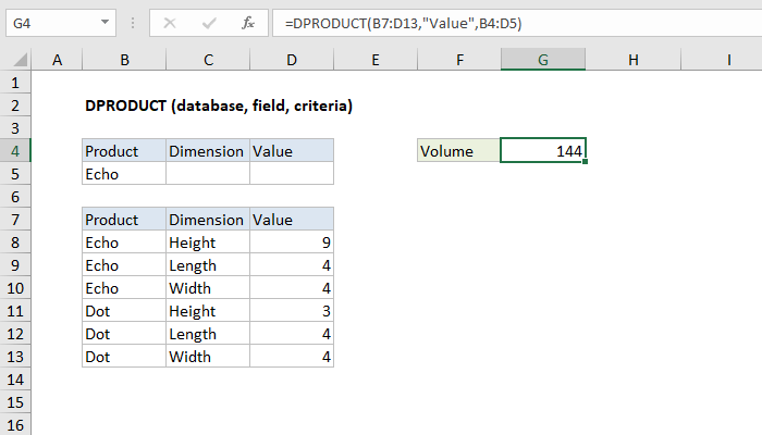 Excel DPRODUCT function | Exceljet