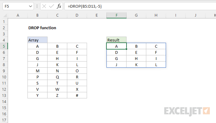 Excel DROP Function