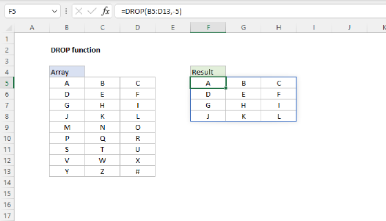 Excel DROP Function