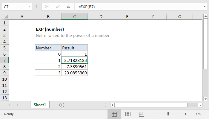 Excel EXP function | Exceljet