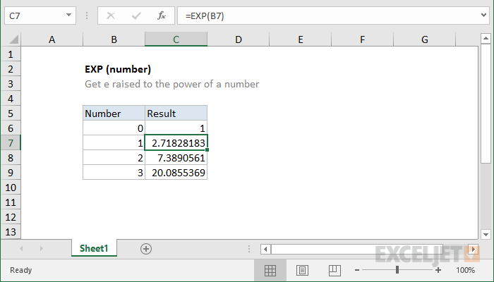 Excel EXP Function