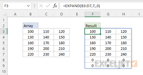  EXPAND function - add two rows custom padding