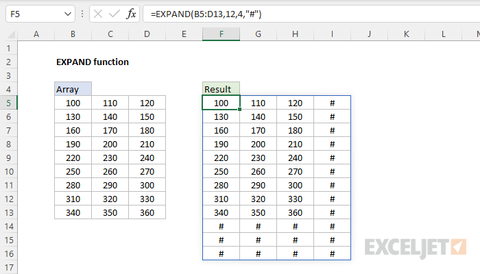 Excel EXPAND Function
