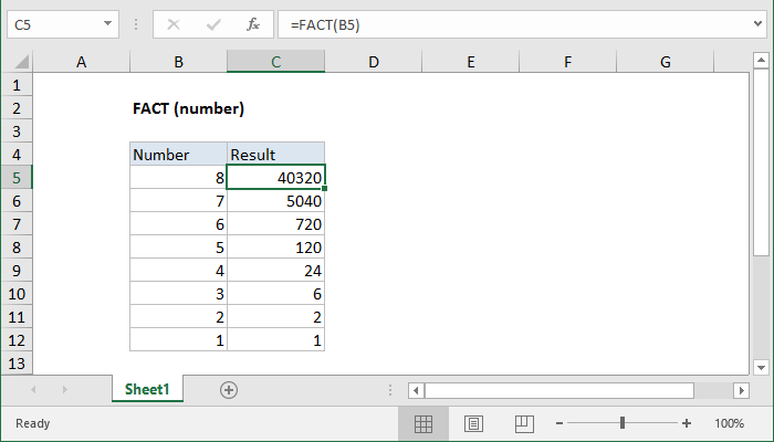 Excel FACT function | Exceljet