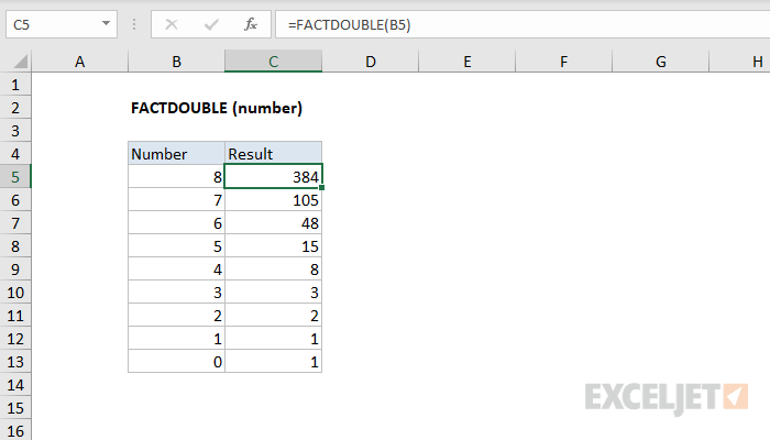 Excel FACTDOUBLE Function