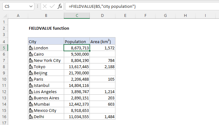 Excel FIELDVALUE function | Exceljet