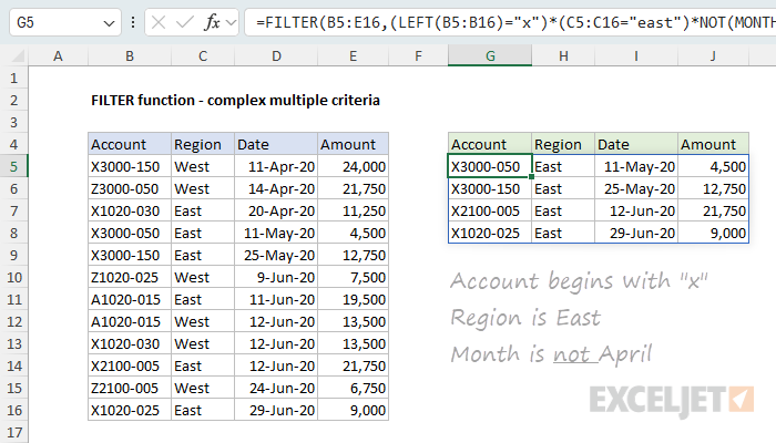 FILTER - complex multiple criteria