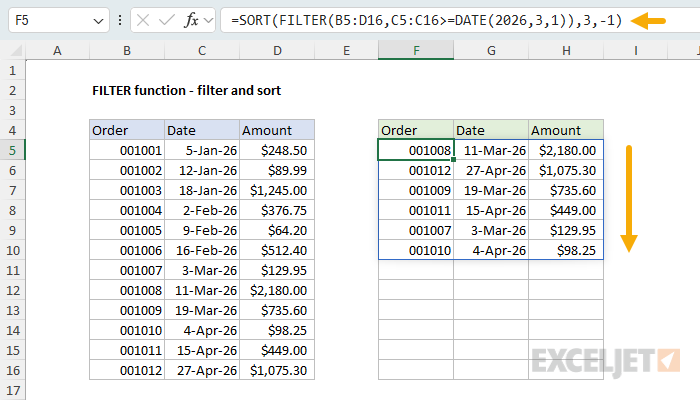 FILTER - filter and sort