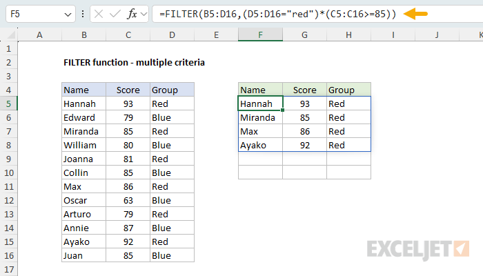 FILTER - multiple criteria