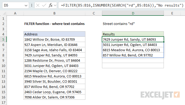 FILTER - text contains
