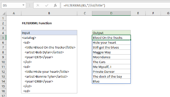 Excel FILTERXML Function