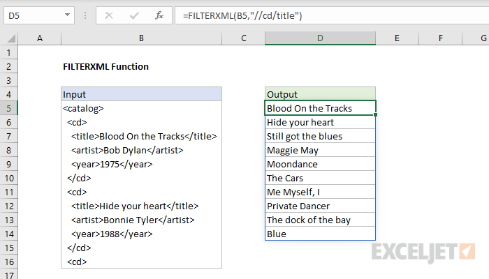 Excel FILTERXML Function