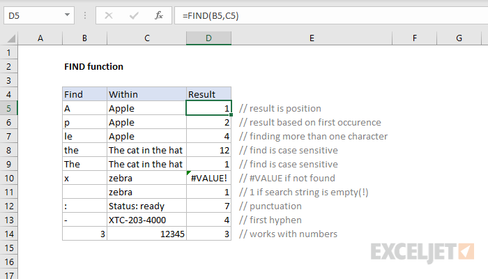 Excel FIND Function
