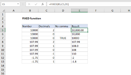 Excel FIXED Function