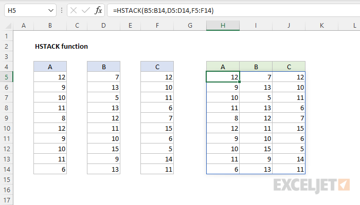 Excel HSTACK Function