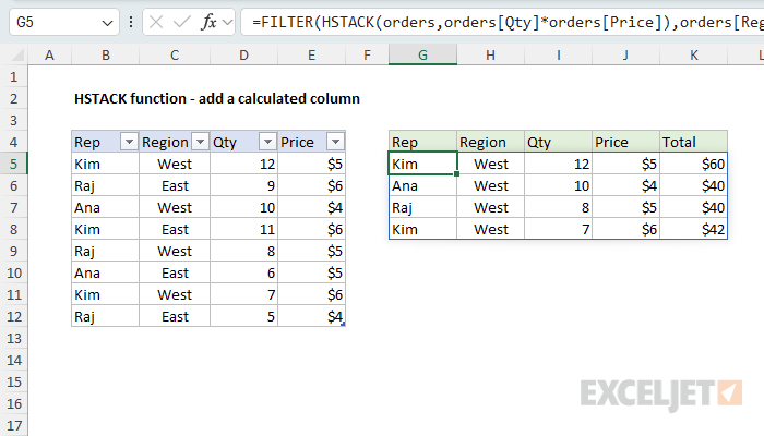 HSTACK example - add a calculated column