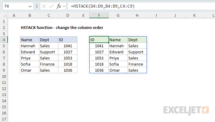 HSTACK example - change the column order