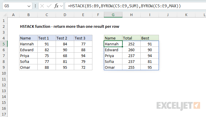 HSTACK example - return more than one result per row