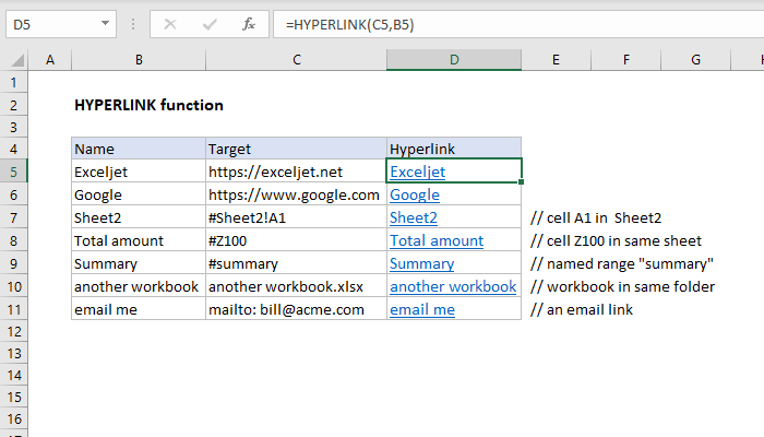 HYPERLINK Function