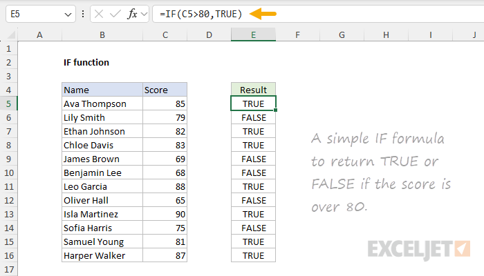 Basic example - simple formula to return TRUE or FALSE