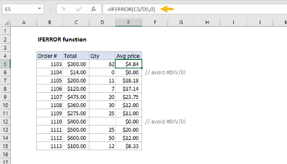 Excel IFERROR Function