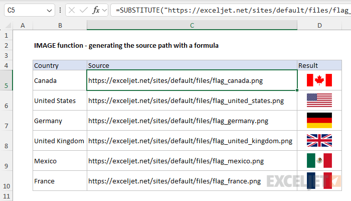 IMAGE function example - generating the image path with a formula