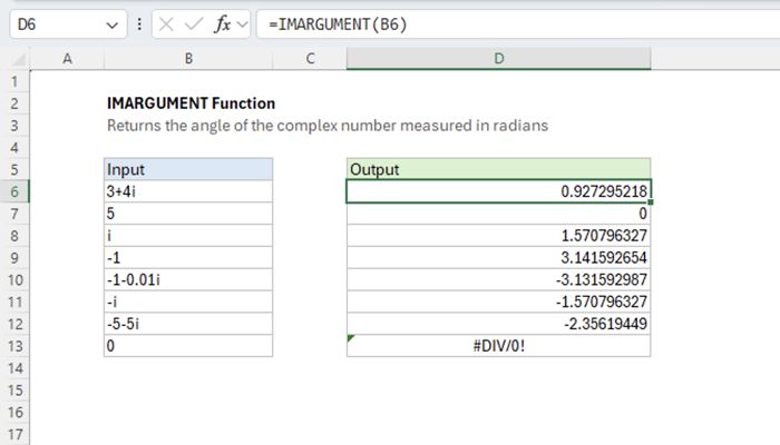 Excel IMARGUMENT function | Exceljet