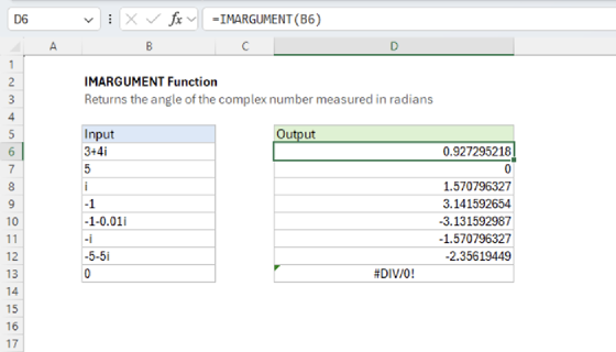 Excel IMARGUMENT Function